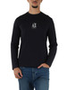 BLU SCURO | T-shirt slim fit in cotone con manica lunga