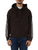 MARRONE | Felpa con zip e cappuccio in cotone garzato