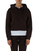 MARRONE | Felpa con zip e cappuccio in misto cotone