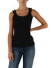 NERO | Top in misto viscosa con inserti in pizzo