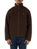 MARRONE | Felpa con zip in pile sherpa con bordi in twill