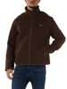MARRONE | Felpa con zip in pile sherpa con bordi in twill