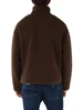 MARRONE | Felpa con zip in pile sherpa con bordi in twill