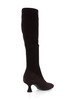 marrone scuro | Stivali in suede con tacco a rocchetto