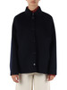 BLU SCURO | Overshirt in double di lana effetto beaver