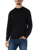 BLU SCURO | Maglia girocollo in lana, seta e cashmere