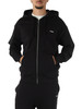 NERO | Felpa con zip e cappuccio in cotone garzato
