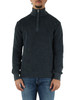 BLU | Maglia mezza zip in filo di cotone