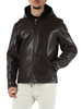 MARRONE | Giacca reversibile in ecopelle con cappuccio