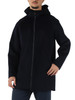 BLU SCURO | Cappotto in lana double con cappuccio SUPER DOPPEL