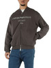 GRIGIO | Felpa con zip modello bomber in cotone garzato