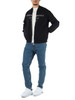 BLU SCURO | Felpa con zip modello bomber in cotone garzato