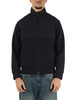 BLU SCURO | Felpa con zip in misto cotone e tessuto tecnico