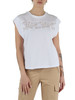 BIANCO | T-shirt in cotone con inserti in pizzo e rete BIANCO | T-shirt in cotone con inserti in pizzo e rete