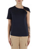 BLU SCURO | T-shirt in cotone con dettaglio logo rimovibile BLU SCURO | T-shirt in cotone con dettaglio logo rimovibile