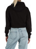 NERO | Felpa cropped in cotone garzato con cappuccio
