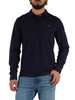 BLU SCURO | Polo manica lunga in cotone piquet