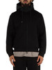 NERO | Felpa in misto cotone con zip e cappuccio a contrasto