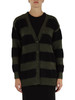 VERDE SCURO | Cardigan a righe in misto lana merino e alpaca