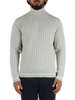 GRIGIO CHIARO | Maglia collo alto in lana a trecce