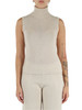 BEIGE | Gilet collo alto in cashmere
