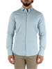 AZZURRO | Camicia slim fit in cotone stretch con ricamo logo