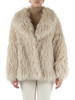 BEIGE | Kunstpelz mit Maxikragen