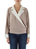BEIGE | Cardigan a portafoglio in lana e cashmere