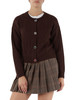 MARRONE | Cardigan in misto lana con bottoni gioiello