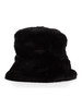 NERO | Cappello bucket in ecopelliccia con placca logo
