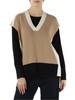 BEIGE | Colorblock-Weste aus Woll- und Viskosemischung