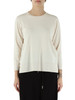 CREMA | Maglia girocollo in misto viscose con logo a rilievo