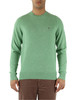 VERDE CHIARO | Maglia girocollo in lana con ricamo logo frontale