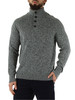 GRIGIO | Maglia in misto lana melange con bottoni al collo