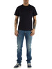 Dunkelblau | Baumwoll-T-Shirt mit Logo-Patch auf der Vorderseite