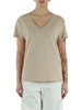 BEIGE | V-Ausschnitt T-Shirt aus Leinen und Baumwolle