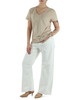 BEIGE | V-Ausschnitt T-Shirt aus Leinen und Baumwolle