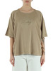 BEIGE | T-shirt in cotone con scritta logo a rilievo