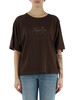 MARRONE | T-shirt in cotone con scritta logo a rilievo