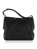 SCHWARZ | Schultertasche aus genarbtem Leder CECILE Large