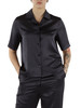 BLU SCURO | Camicia a maniche corte in satin di viscosa