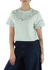 VERDE ACQUA | T-shirt cropped in cotone con ricami a intarsio