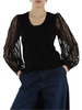 NERO | Maglia in misto viscosa con maniche in pizzo