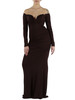 MARRONE | Abito lungo Red Carpet drappeggiato in jersey crepe
