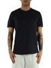BLU SCURO | T-shirt in cotone fiammato con ricamo logo