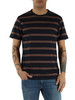 Dunkelblau | Mercerisierte Baumwoll-T-Shirt mit Streifen