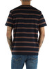 Dunkelblau | Mercerisierte Baumwoll-T-Shirt mit Streifen