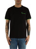SCHWARZ | Stretch-Piqué-Baumwoll-T-Shirt mit Brusttasche
