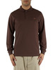 MARRONE | Polo manica lunga in cotone piquet stretch