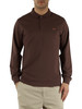 MARRONE | Polo manica lunga in cotone piquet stretch